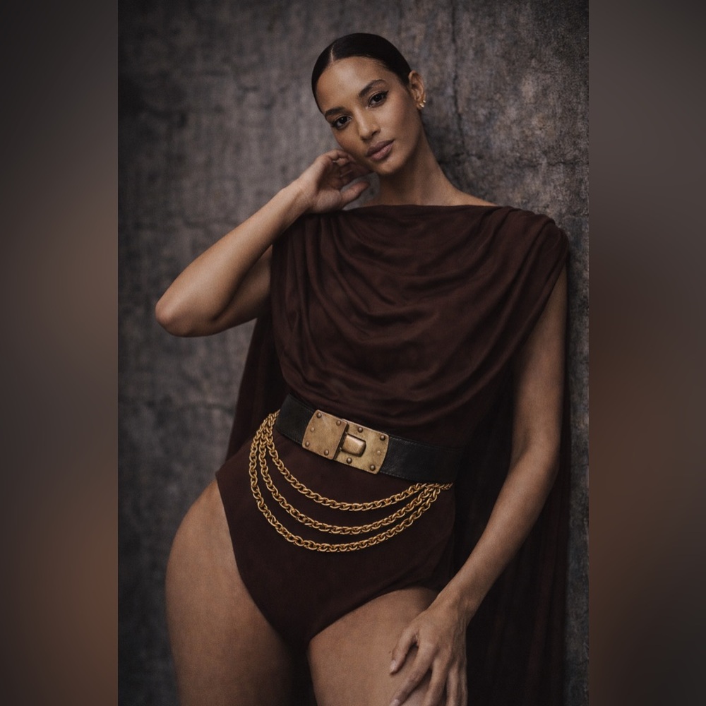 Rare Donna Karan Vintage Gold Chain Leather belt from 1980s DKNY retro feminine - Picture 3 of 16